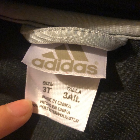 Adidas Boy’s Black and White Striped Jacket - Picture 3 of 3